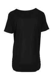 Product shot of The Pack & Go Luxe Bamboo Tee in colour Black (Black), from the back