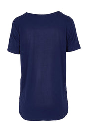 Product shot of The Pack & Go Luxe Bamboo Tee in colour Frenchnavy (Blue), from the back