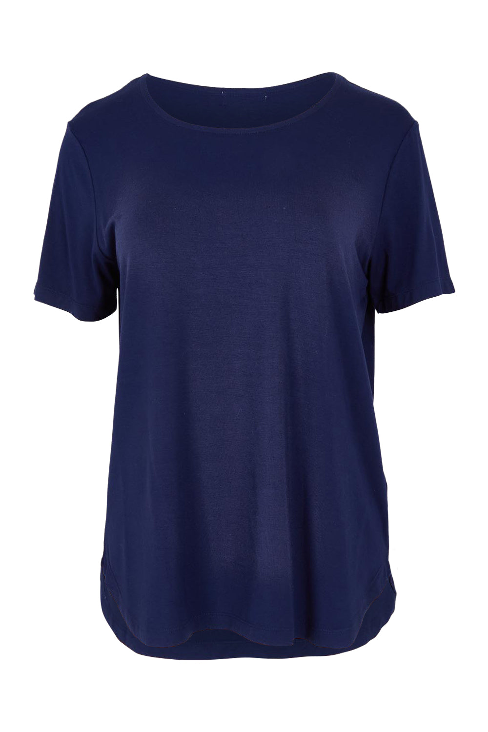 Product shot of The Pack &amp; Go Luxe Bamboo Tee in colour Frenchnavy (Blue), from the front