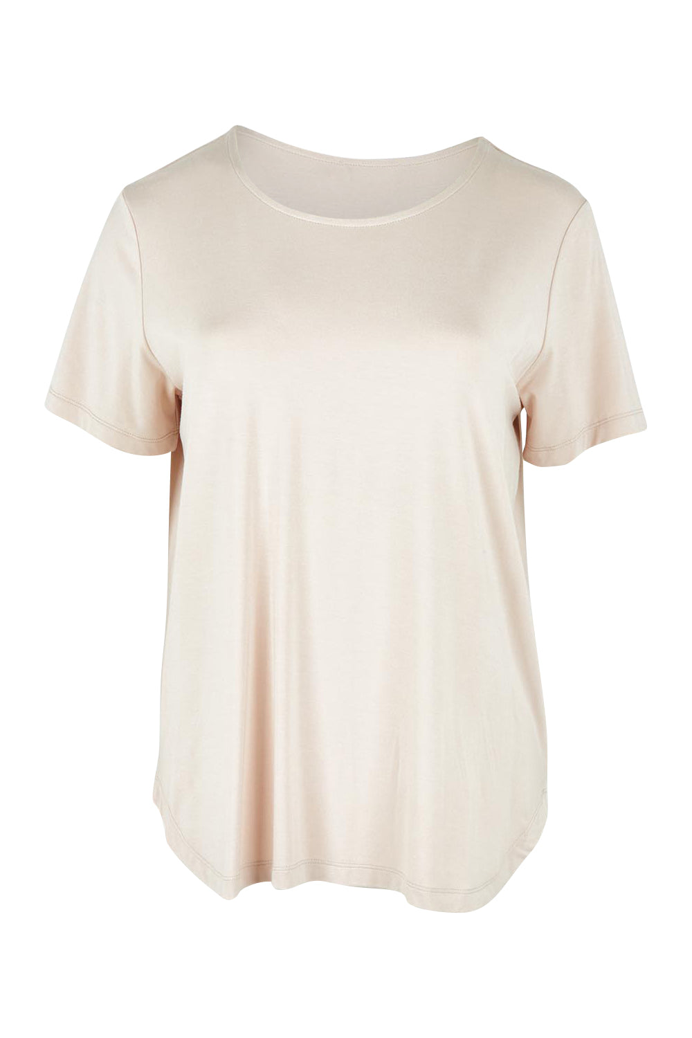 Product shot of The Pack &amp; Go Luxe Bamboo Tee in colour Nougat, from the front