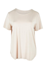 Product shot of The Pack & Go Luxe Bamboo Tee in colour Nougat, from the front
