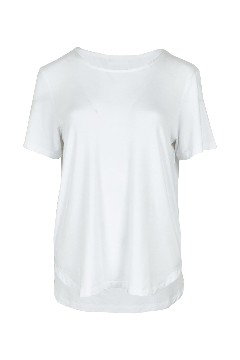 Product shot of The Pack & Go Luxe Bamboo Tee in colour White (White), from the front