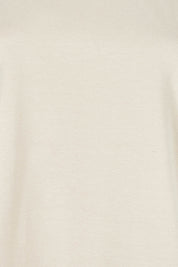 Product shot of The Cotton Comfort Asymmetric Tee in colour Almond, detail