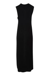 Product shot of The Mock Turtle Cable Maxi Dress in colour Black (Black), from the back