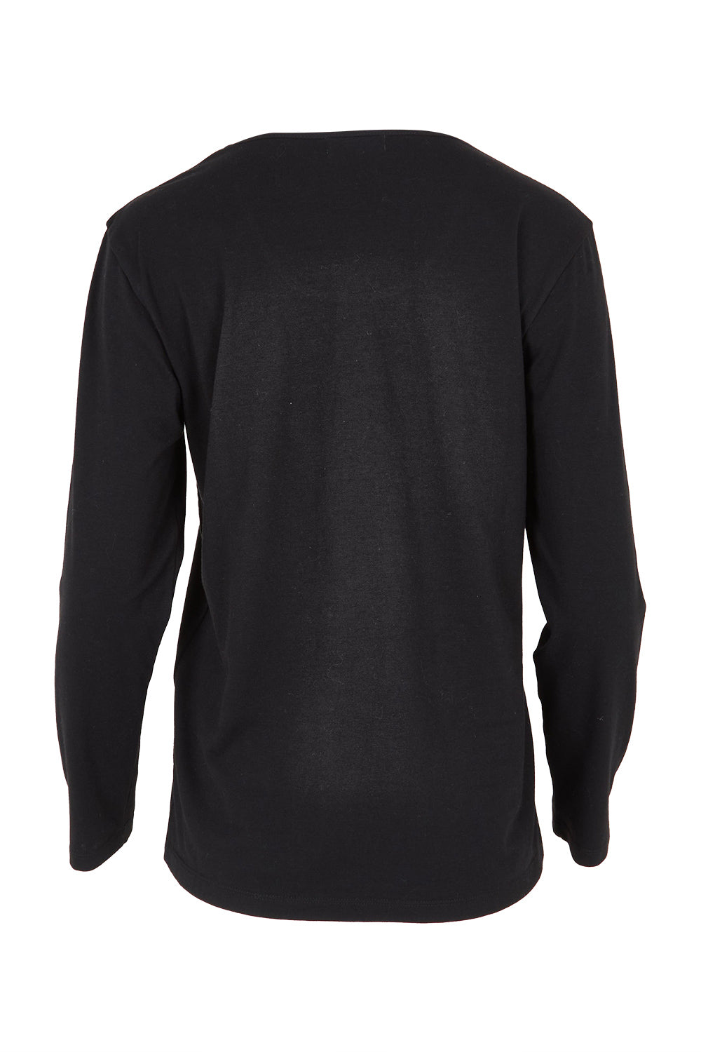 Product shot of The Classic Long Sleeve Tee in colour Black (Black), from the back