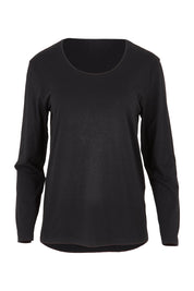 Product shot of The Classic Long Sleeve Tee in colour Black (Black), from the front