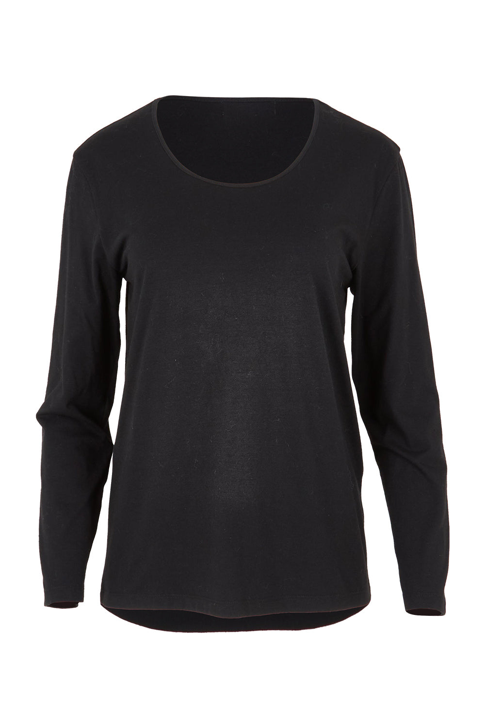 Product shot of The Classic Long Sleeve Tee in colour Black (Black), from the front