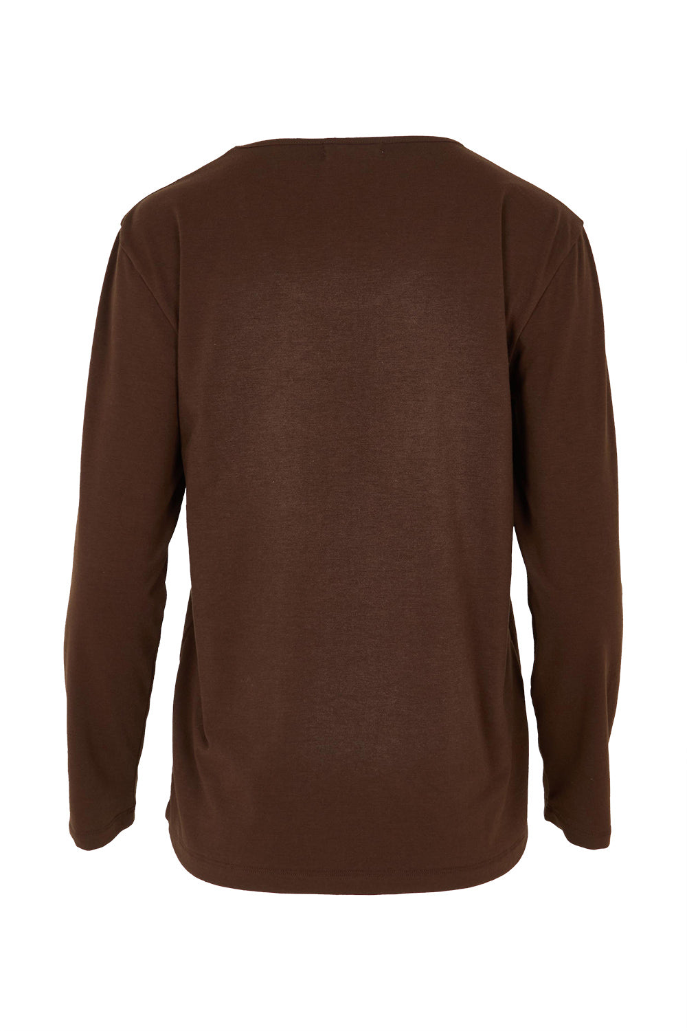 Product shot of The Classic Long Sleeve Tee in colour Cocoa, from the back