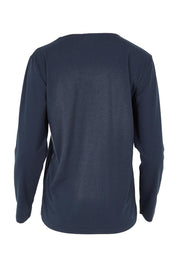 Product shot of The Classic Long Sleeve Tee in colour Darknavy (Blue), from the back