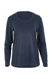 Product shot of The Classic Long Sleeve Tee in colour Darknavy (Blue), from the front