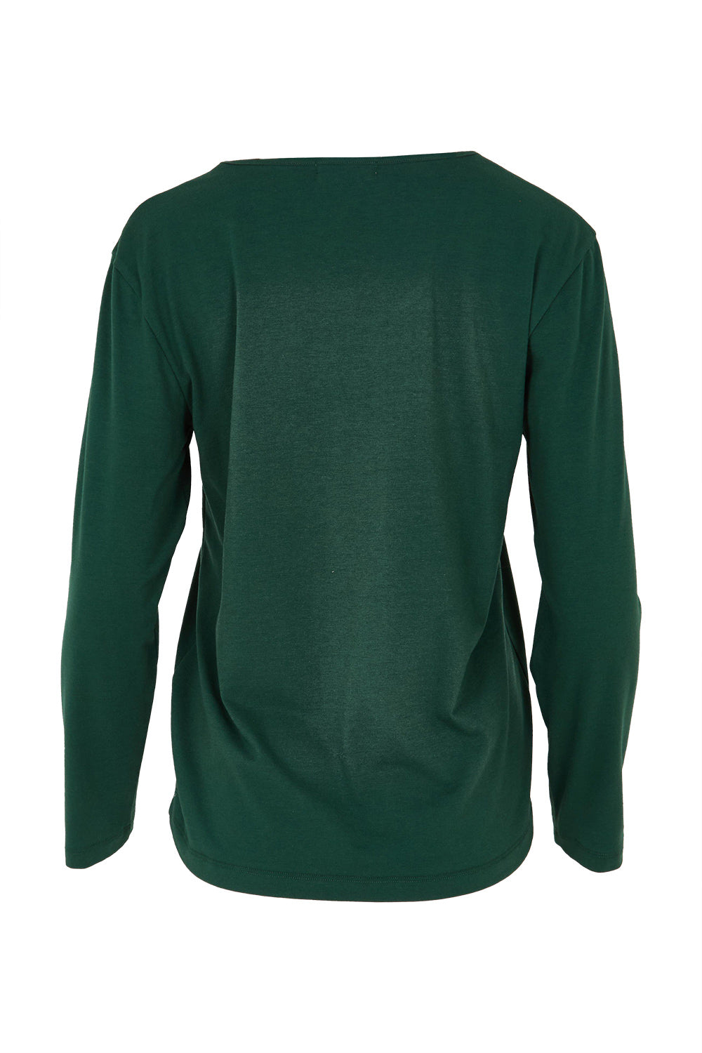 Product shot of The Classic Long Sleeve Tee in colour Pinegreen (Green), from the back