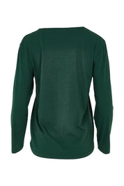 Product shot of The Classic Long Sleeve Tee in colour Pinegreen (Green), from the back