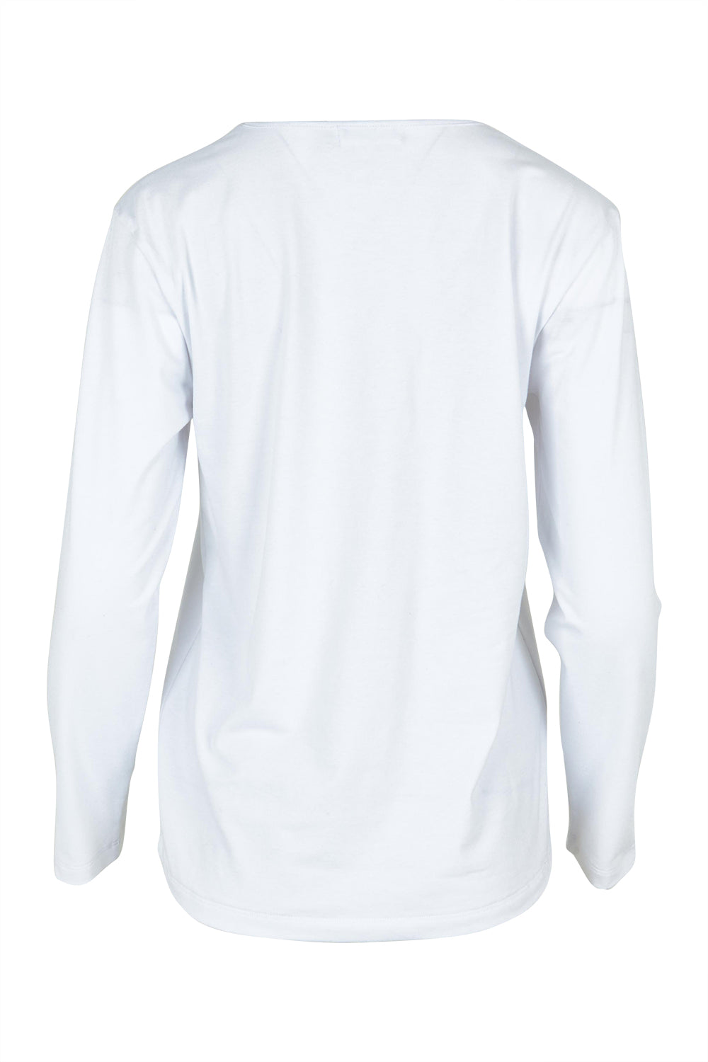 Product shot of The Classic Long Sleeve Tee in colour White (White), from the back