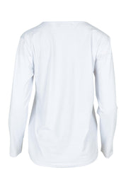 Product shot of The Classic Long Sleeve Tee in colour White (White), from the back