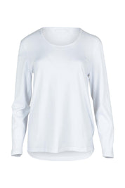 Product shot of The Classic Long Sleeve Tee in colour White (White), from the front