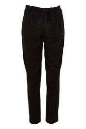 Product shot of The Luxe Faux Suede Pull On Pant in colour Black (Black), from the back
