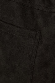 Product shot of The Luxe Faux Suede Pull On Pant in colour Black (Black), detail
