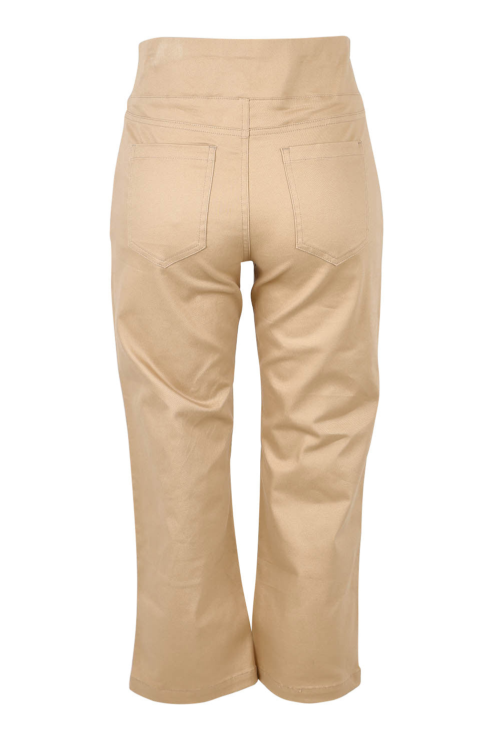 Product shot of The Pull On Cotton Cropped Pant With Pockets in colour Toffee, from the back