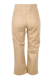 Product shot of The Pull On Cotton Cropped Pant With Pockets in colour Toffee, from the back