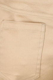 Product shot of The Pull On Cotton Cropped Pant With Pockets in colour Toffee, detail
