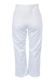 Product shot of The Pull On Cotton Cropped Pant With Pockets in colour White (White), from the back