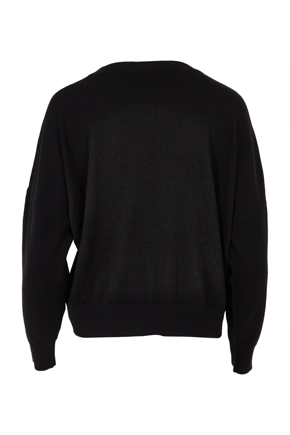 Product shot of The Essential Cropped Modal Blend Jumper in colour Black (Black), from the back