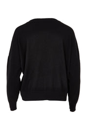 Product shot of The Essential Cropped Modal Blend Jumper in colour Black (Black), from the back