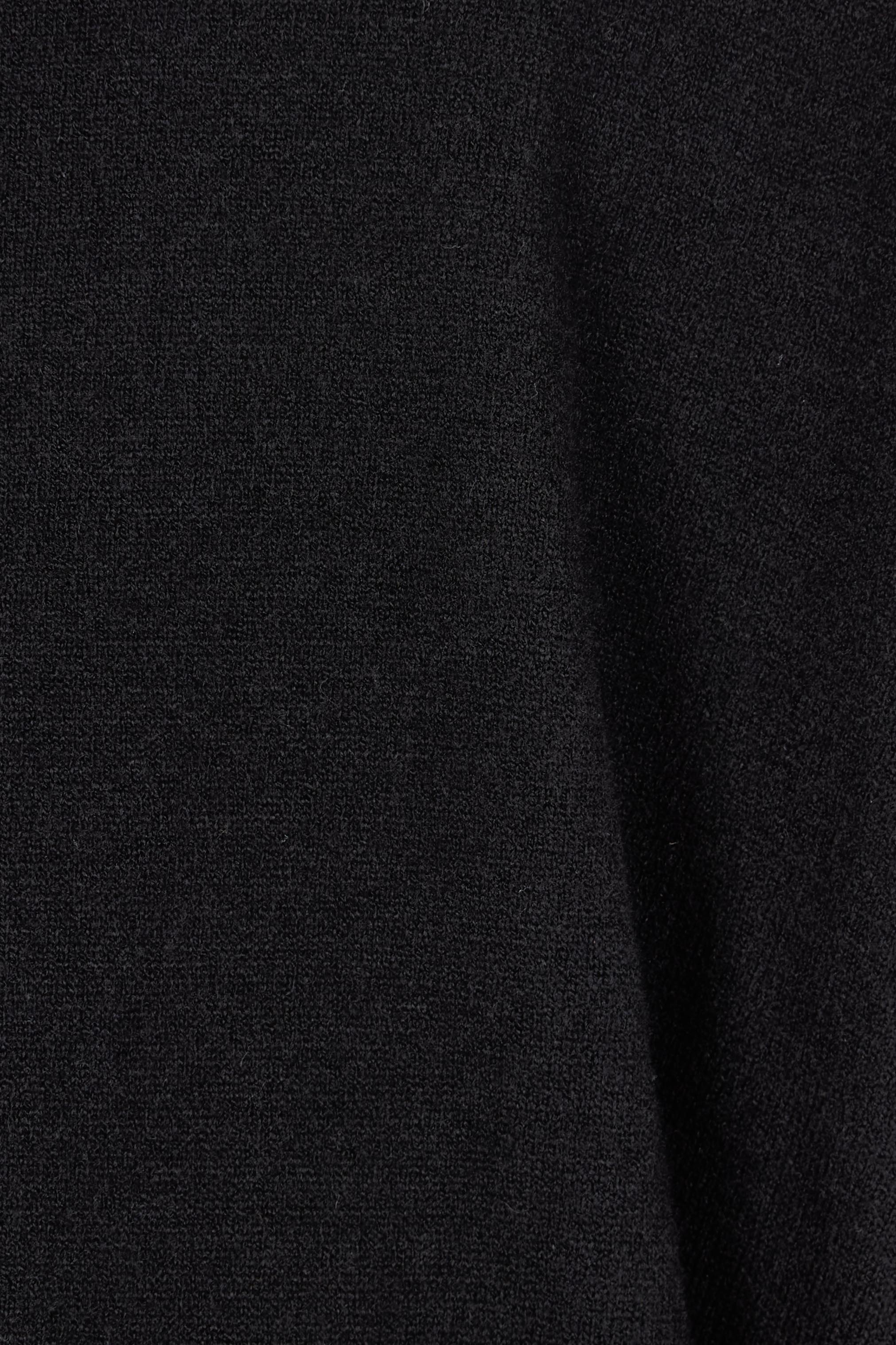 Product shot of The Essential Cropped Modal Blend Jumper in colour Black (Black), detail