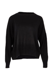 Product shot of The Essential Cropped Modal Blend Jumper in colour Black (Black), from the front