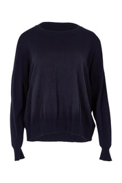 Product shot of The Essential Cropped Modal Blend Jumper in colour Navy (Blue), from the front