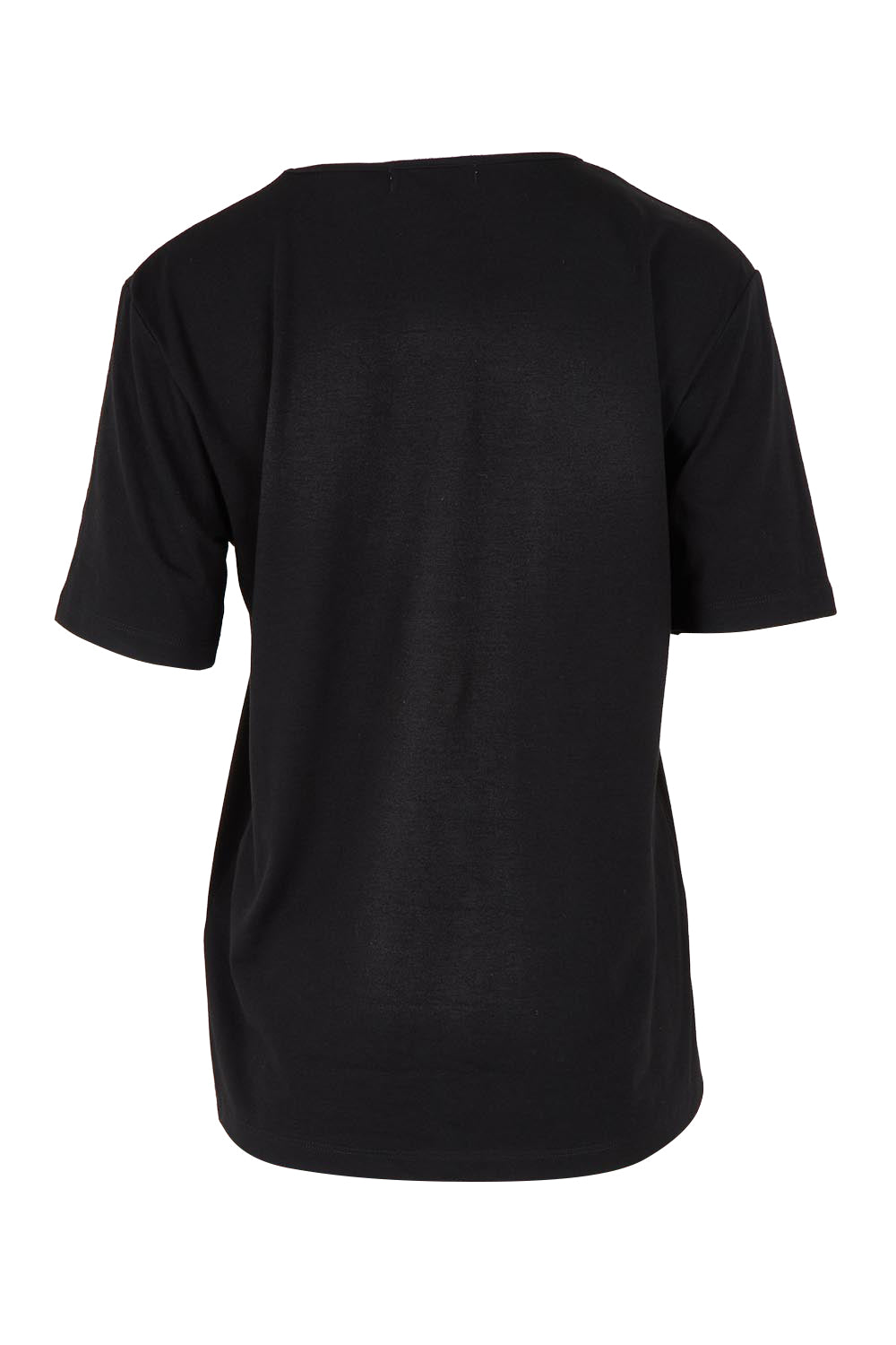 Product shot of The Classic Cotton Blend Short Sleeve Tee in colour Black (Black), from the back