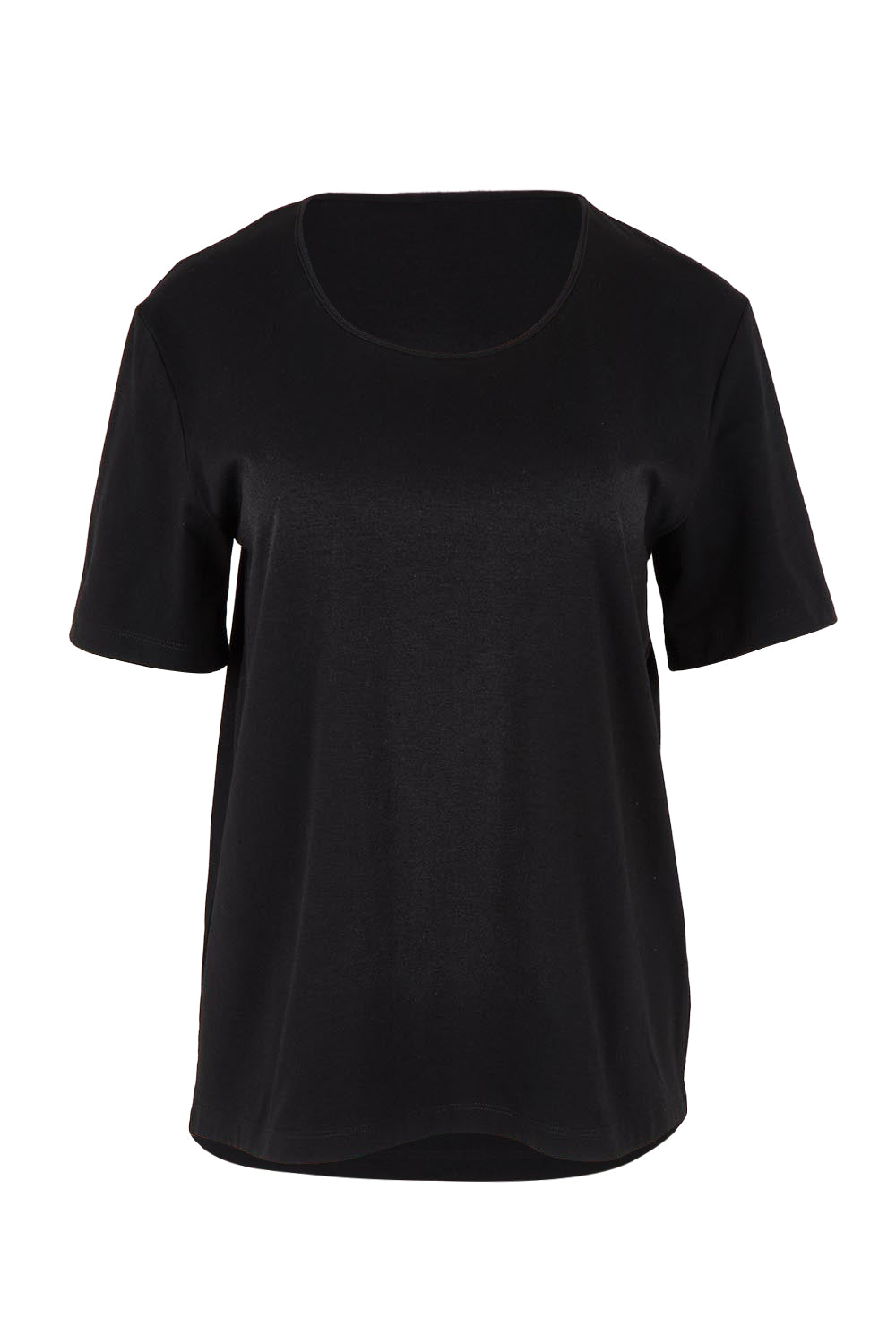 Product shot of The Classic Cotton Blend Short Sleeve Tee in colour Black (Black), from the front