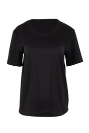 Product shot of The Classic Cotton Blend Short Sleeve Tee in colour Black (Black), from the front