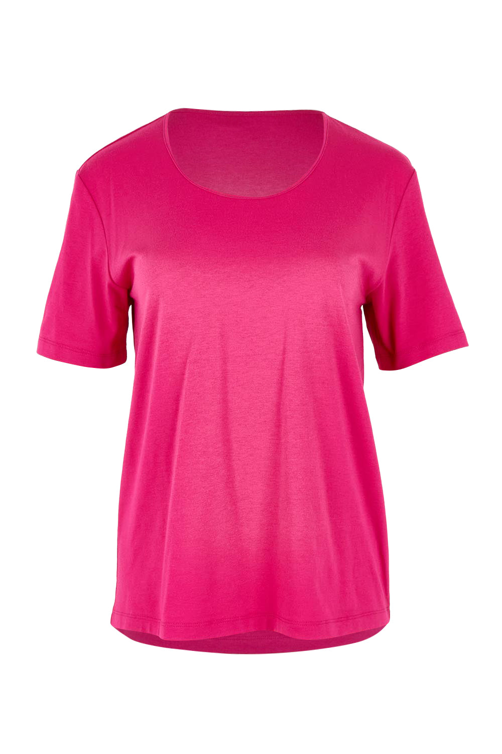 Product shot of The Classic Cotton Blend Short Sleeve Tee in colour Blossom (Pink), from the front