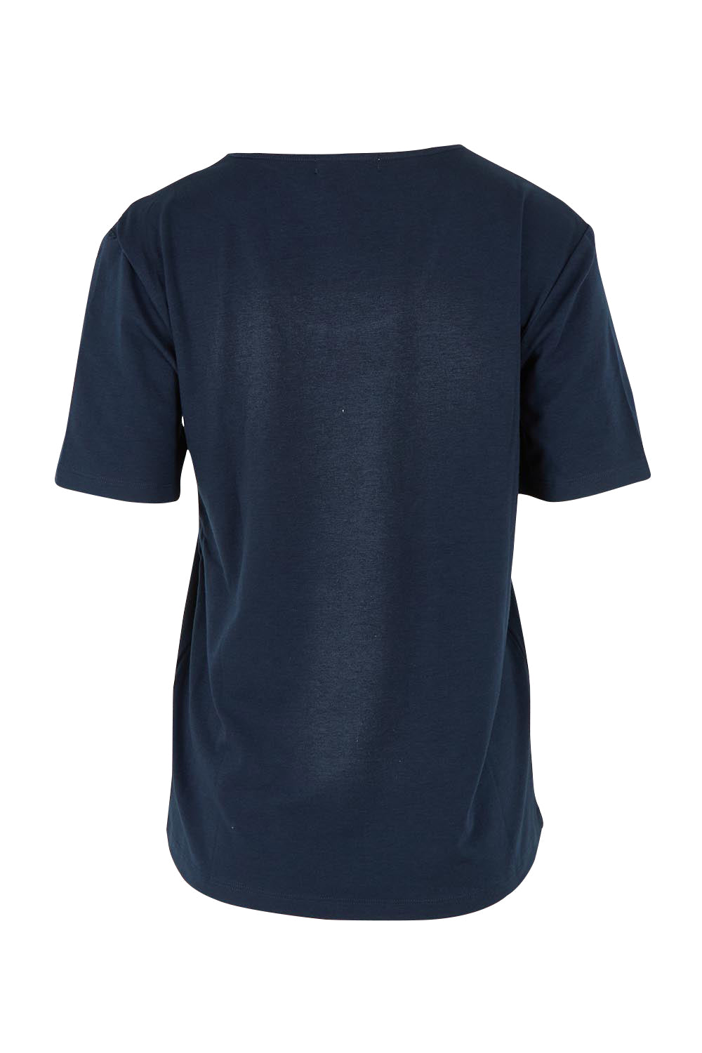 Product shot of The Classic Cotton Blend Short Sleeve Tee in colour Darknavy (Blue), from the back