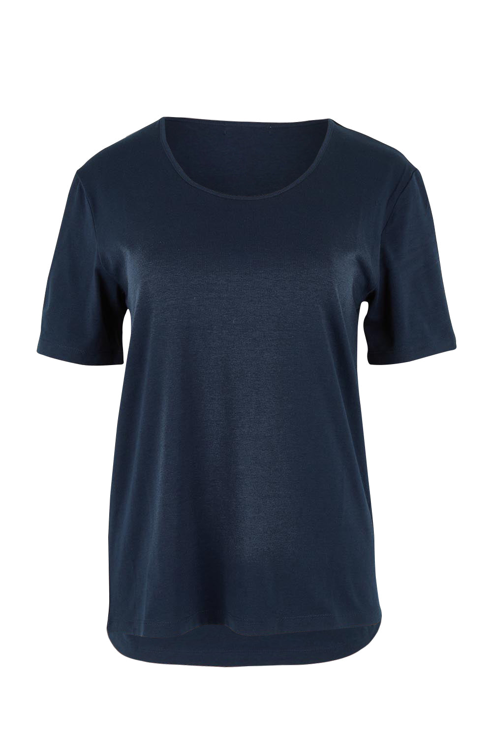 Product shot of The Classic Cotton Blend Short Sleeve Tee in colour Darknavy (Blue), from the front