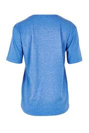 Product shot of The Classic Cotton Blend Short Sleeve Tee in colour Denim (Blue), from the back