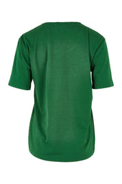 Product shot of The Classic Cotton Blend Short Sleeve Tee in colour Ivy (Green), from the back