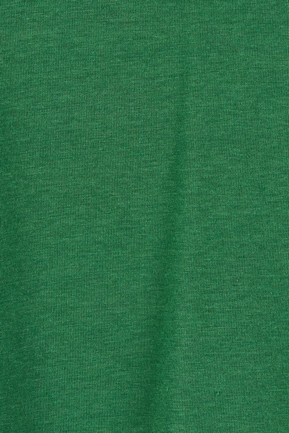 Product shot of The Classic Cotton Blend Short Sleeve Tee in colour Ivy (Green), detail