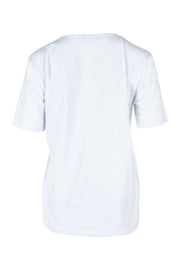 Product shot of The Classic Cotton Blend Short Sleeve Tee in colour White (White), from the back