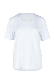 Product shot of The Classic Cotton Blend Short Sleeve Tee in colour White (White), from the front