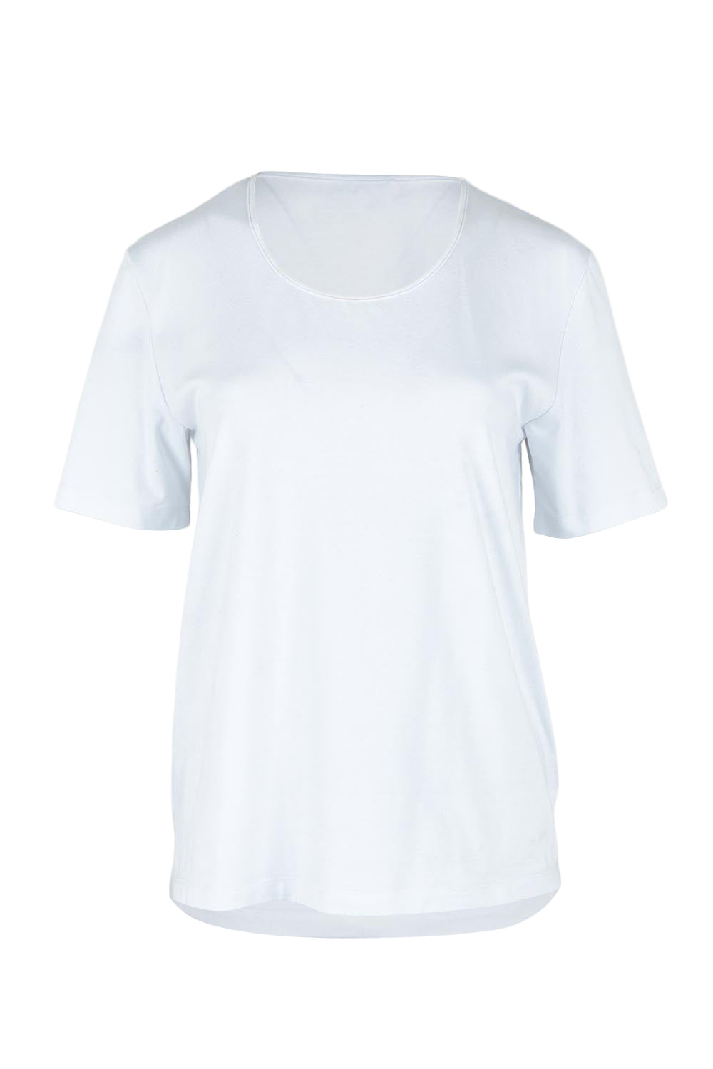 Product shot of The Classic Cotton Blend Short Sleeve Tee in colour White (White), from the front