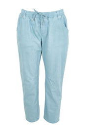 Product shot of the The Pull On Cotton Pant With Drawstring – Aloe in colour Aloe, from the front