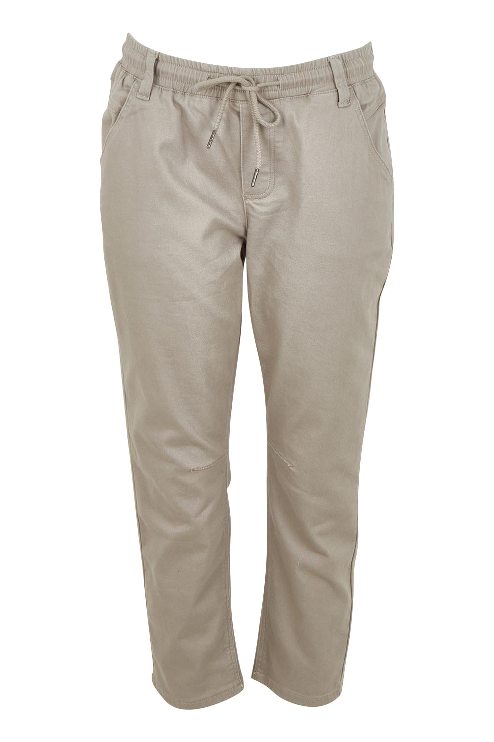 Product shot of The Pull On Cotton Pant With Drawstring in colour Biscuit, from the front