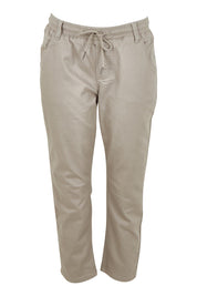 Product shot of The Pull On Cotton Pant With Drawstring in colour Biscuit, from the front