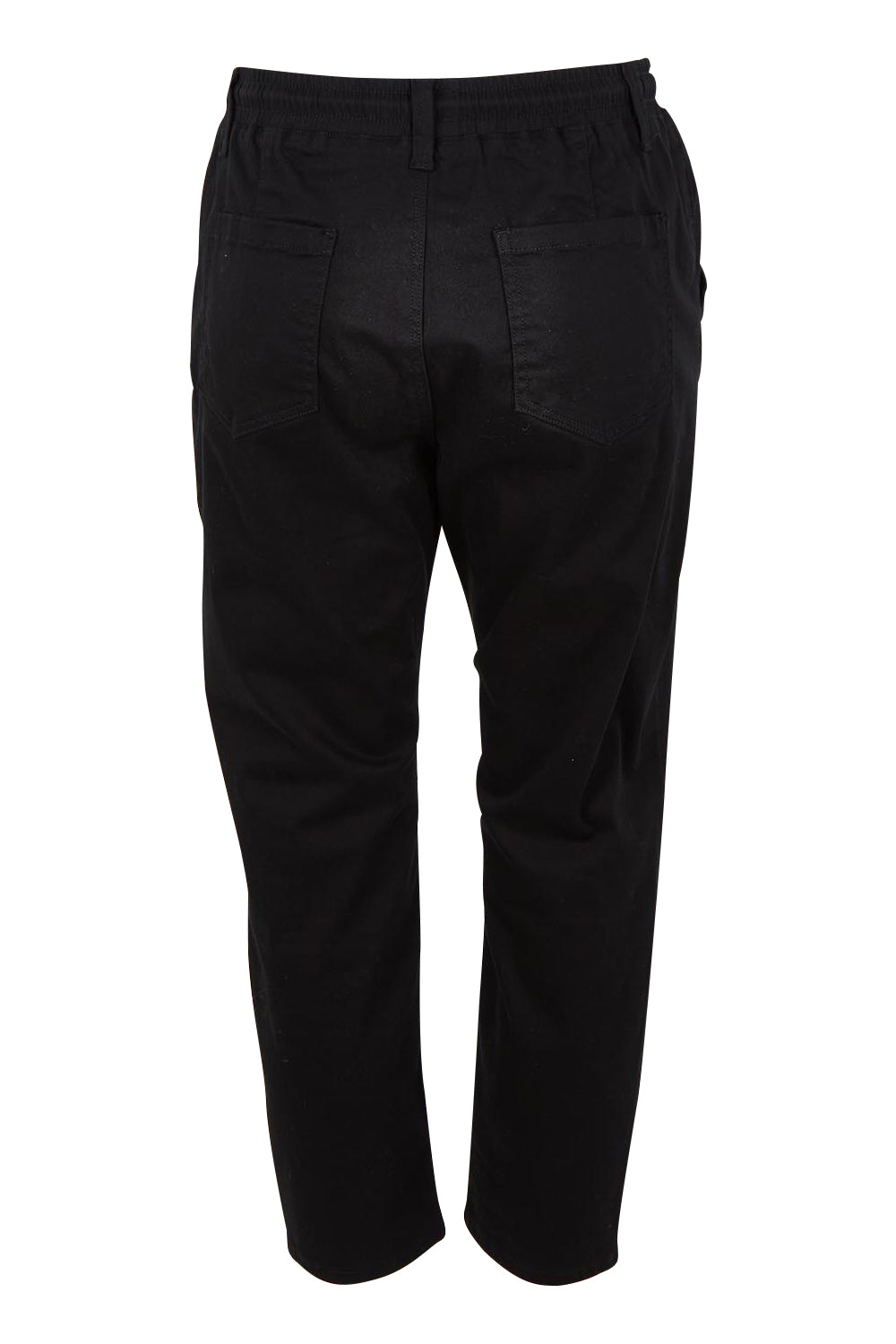Product shot of The Pull On Cotton Pant With Drawstring in colour Black (Black), from the back