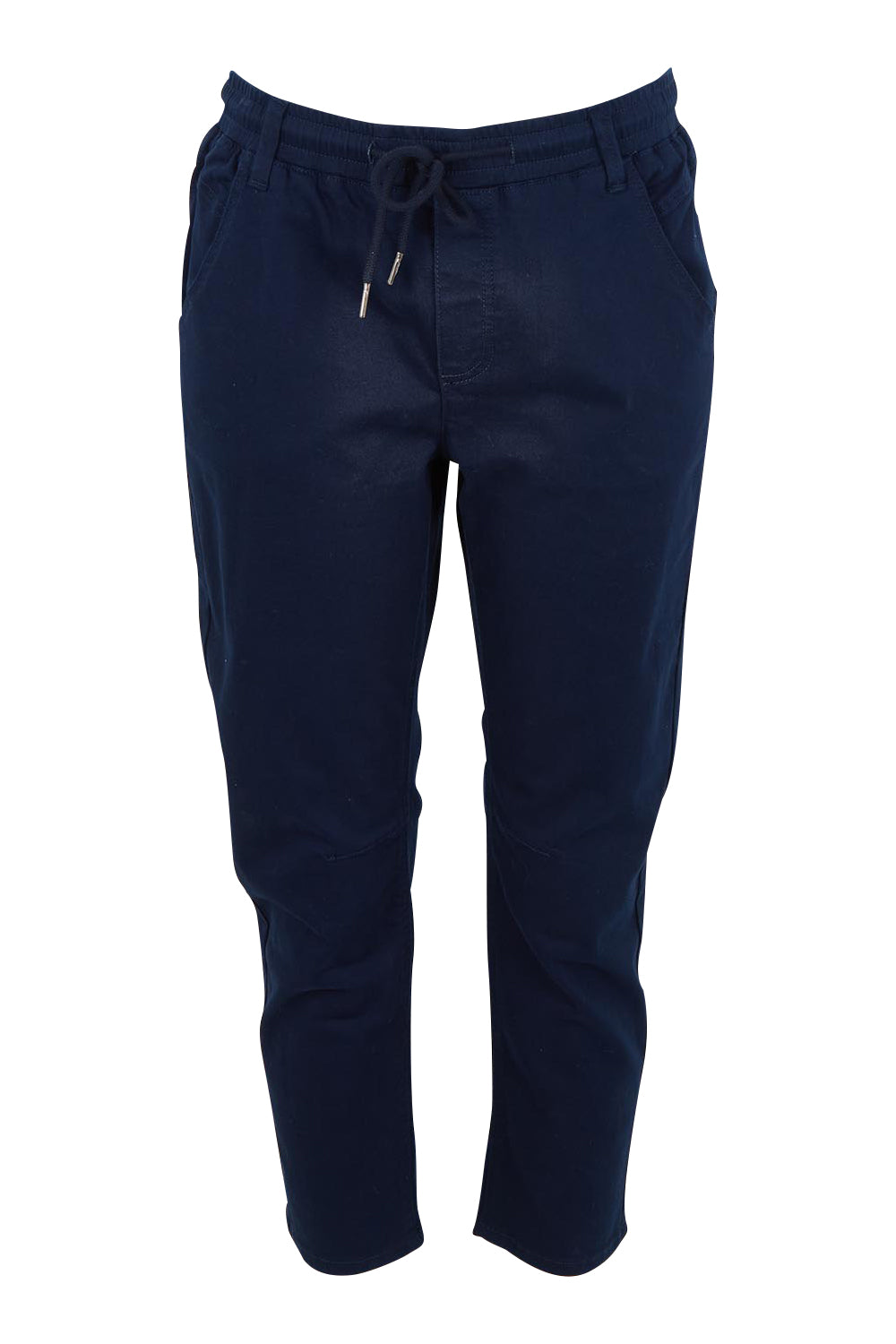 Product shot of The Pull On Cotton Pant With Drawstring in colour Navy (Blue), from the front