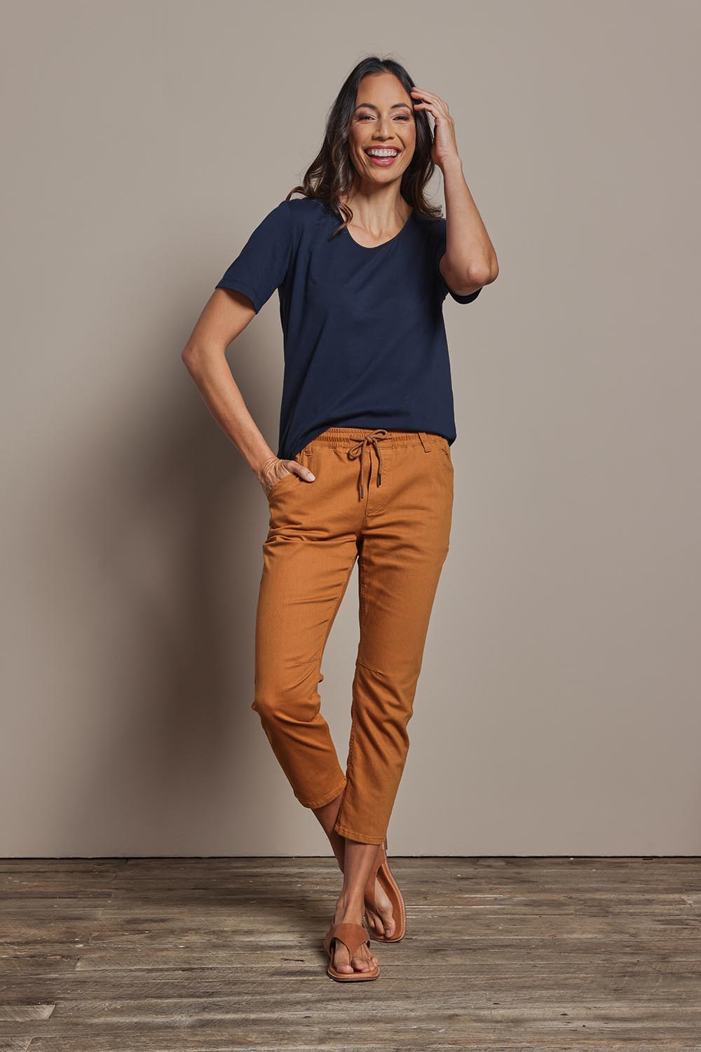 Preloved The Pull On Cotton Pant With Drawstring – Rust