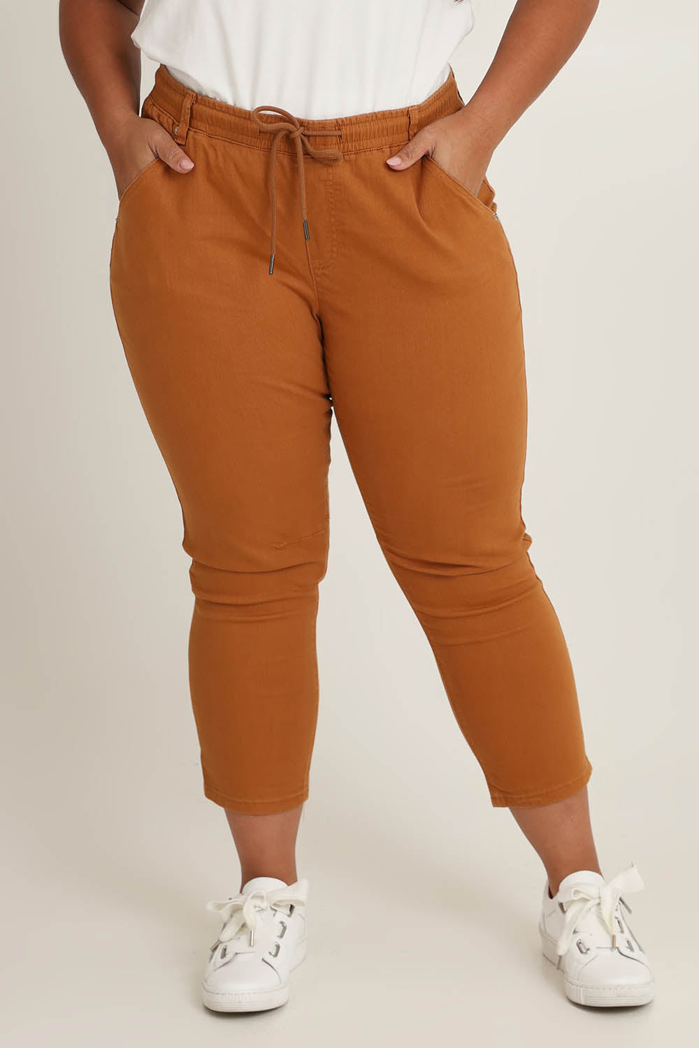 Preloved The Pull On Cotton Pant With Drawstring – Rust