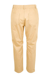 Product shot of the The Pull On Cotton Pant With Drawstring – Sand in colour Sand, from the back